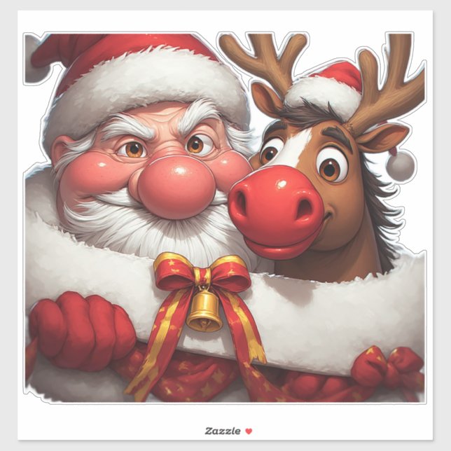 🎅 Funny Cartoon Santa & Reindeer Fun 🎄 (Sheet)
