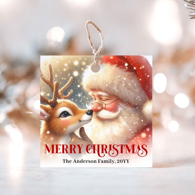 Funny Cartoon Santa Rudolph Holiday Gift Tag Art (Funny Cartoon Santa Rudolph Holiday Gift Tag Art)