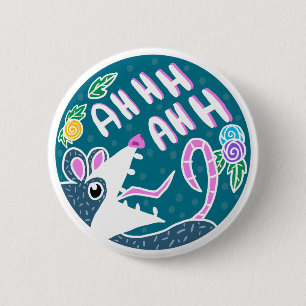 Funny Cartoon Screaming Possum 6 Cm Round Badge