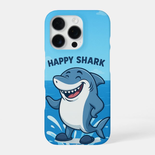 Funny Cartoon Shark in Slippers – Happy Shark  iPhone Case (Back)