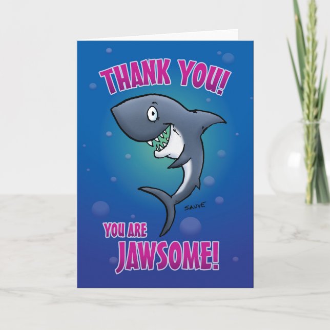 Funny Cartoon Shark Thank You Card (Front)