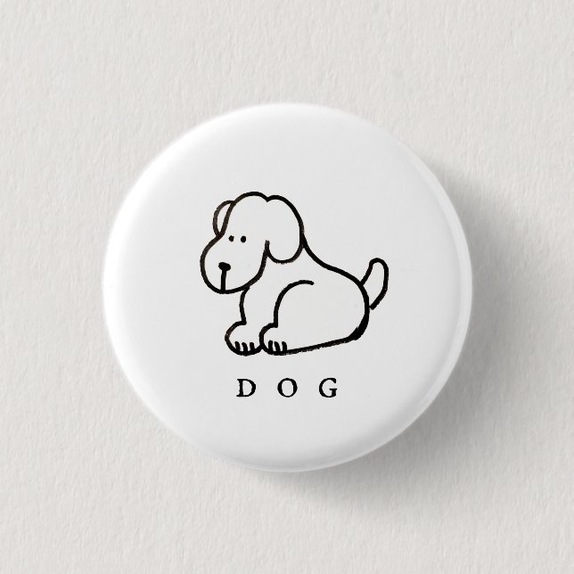 Funny Cartoon Sitting Dog 3 Cm Round Badge (Front)