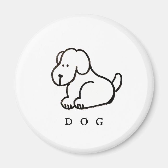 Funny Cartoon Sitting Dog Magnet (Front)