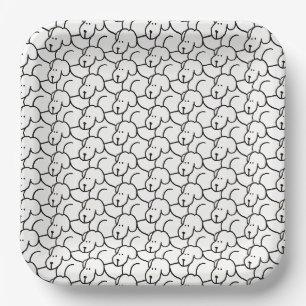 Funny Cartoon Sitting Dogs Paper Plate
