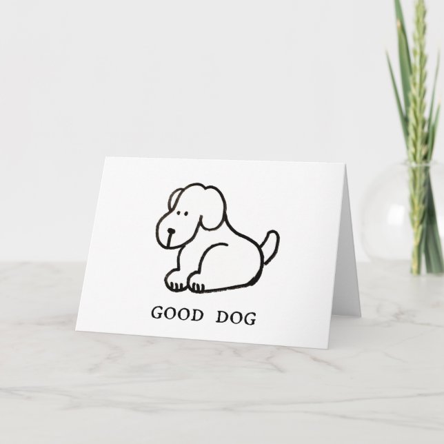 Funny Cartoon Sitting Good Dog Greeting Card (Front)
