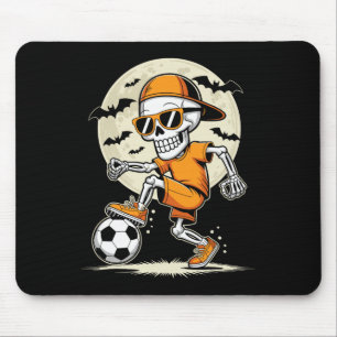 Funny Cartoon Skeleton Halloween Soccer Player Boy Mouse Pad