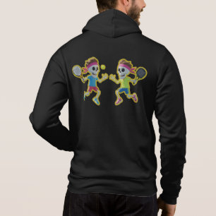Funny Cartoon Skeletons Playing Padel Tennis – 3D  Hoodie