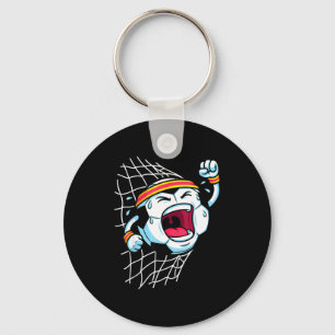 Funny Cartoon Soccer Ball Breaking Net Scoring Goa Key Ring
