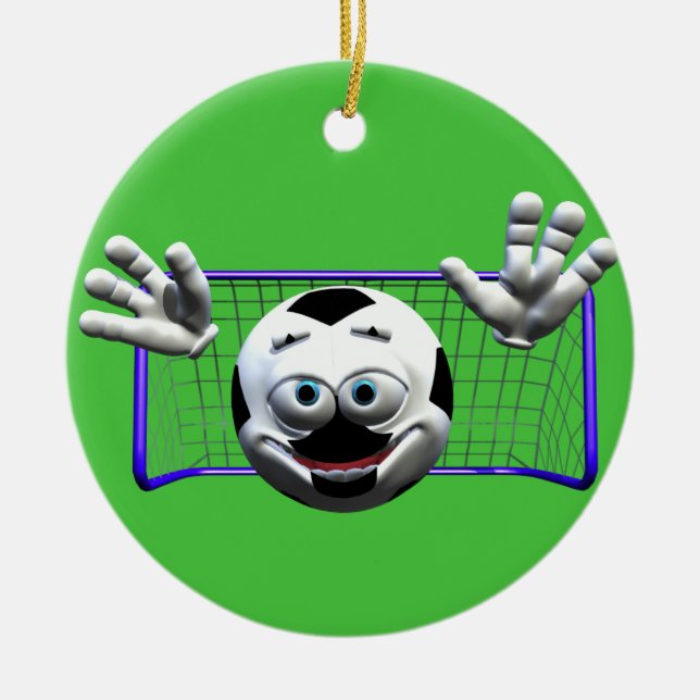 Funny Cartoon Soccer Ball Ceramic Tree Decoration (Front)
