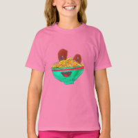 Funny cartoon spaghetti meatballs art
