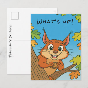Funny Cartoon Squirrel Cute Hello There From Hi  Holiday Postcard