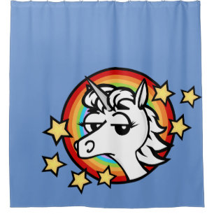 FUNNY CARTOON STYLE UNICORN SHOWER CURTAIN