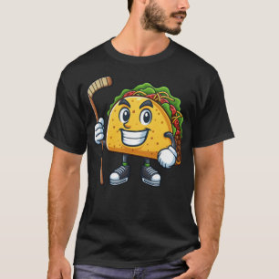Funny Cartoon Taco Ice Hockey Player T-Shirt