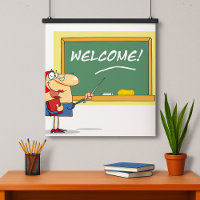 Funny Cartoon Teacher Welcome Back to School