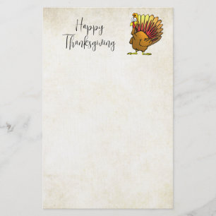 Funny Cartoon Thanksgiving Turkey Stationery