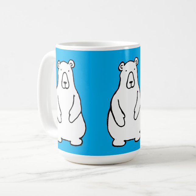 Funny Cartoon Three Bears Tea Blue Coffee Mug (Front Left)