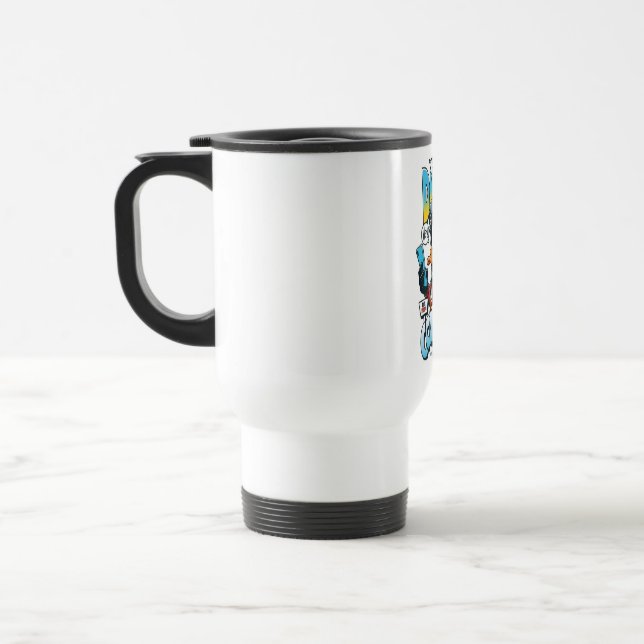 Funny Cartoon Travel Mug (Left)