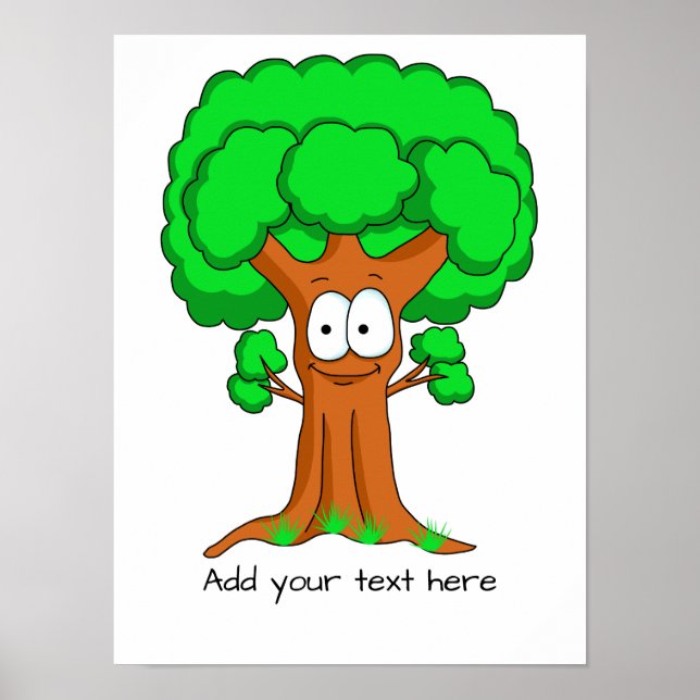 Funny Cartoon Tree Personalised  Poster (Front)