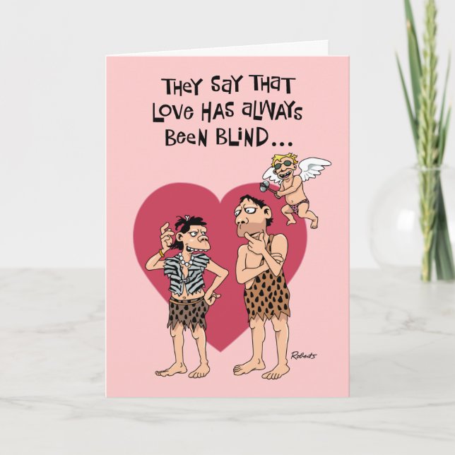 Funny Cartoon Valentine Holiday Card (Front)