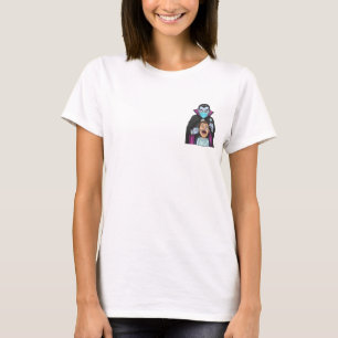 Funny Cartoon Vampire Dentist Examining Terrified  T-Shirt