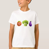Funny Cartoon Vegetables Broccoli Tomato Eggplant