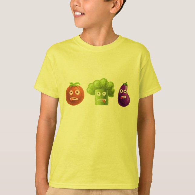Funny Cartoon Vegetables Kids T-Shirt (Front)