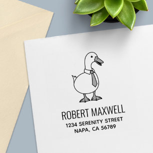 Funny Cartoon White Duck Pet Necktie Address Self-inking Stamp