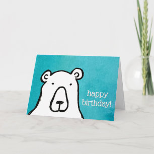 Funny Cartoon White Polar Bear Happy Birthday Card