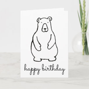Funny Cartoon White Polar Bear Happy Birthday Card