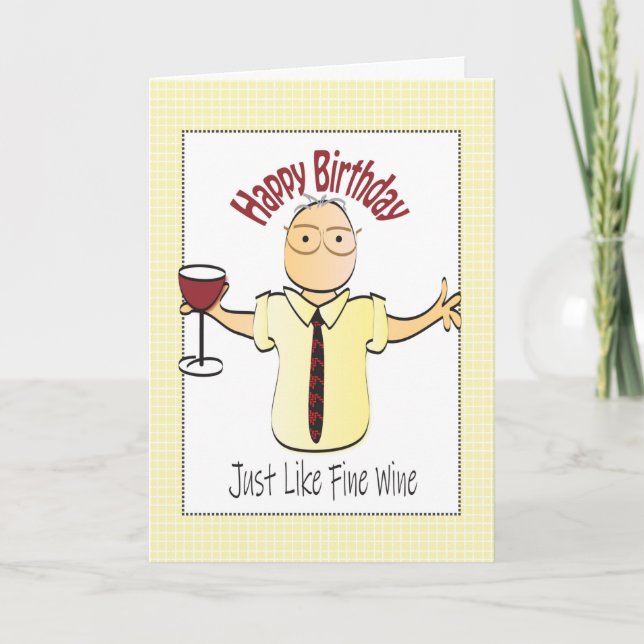 Funny Cartoon Wine Birthday Card for Male  (Front)