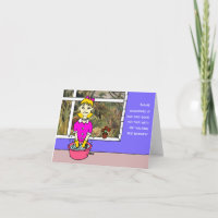 Funny Cartoon Woman Gardener Happy Birthday