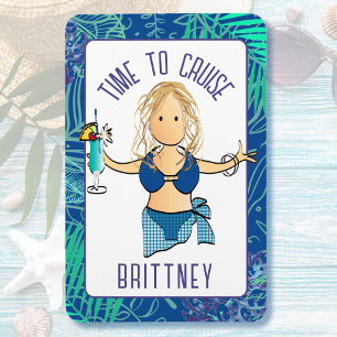 Funny Cartoon Woman in Swimsuit Drink Cruise Door  Magnet