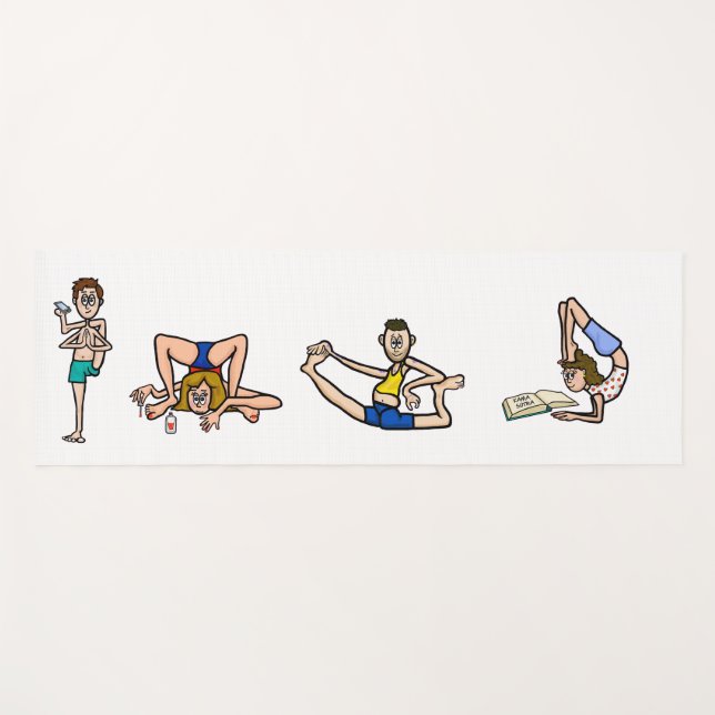 Funny Cartoon Yoga People Yoga Mat (Front (Horizontal))