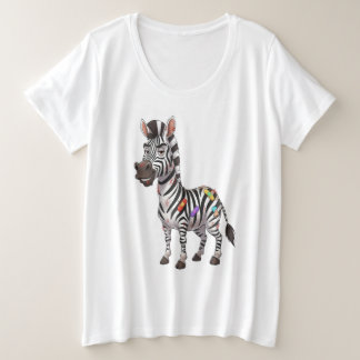 Funny Cartoon Zebra with Bandages – Injured but Sm Plus Size T-Shirt