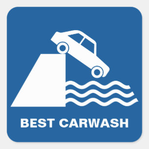 Funny Carwash Sign Square Sticker