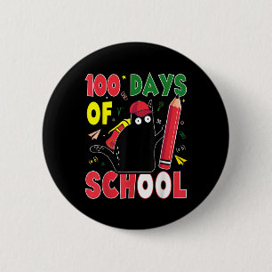 Funny Cat 100 Days Of School Kitten Pencil 100th D 6 Cm Round Badge