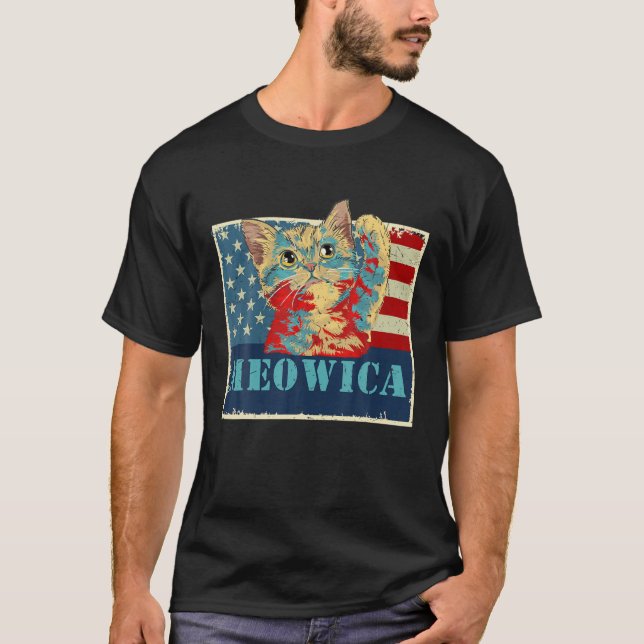 Funny Cat 4Th Of July Meowica Merica Men USA Ameri T-Shirt (Front)