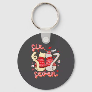 Funny Cat 67 Meme Six Seven Gen Alpha Slang Kids V Key Ring