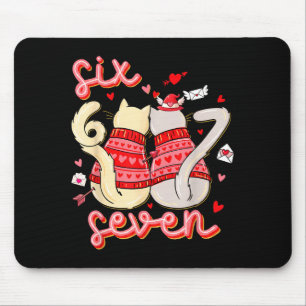 Funny Cat 67 Meme Six Seven Gen Alpha Slang Kids V Mouse Pad