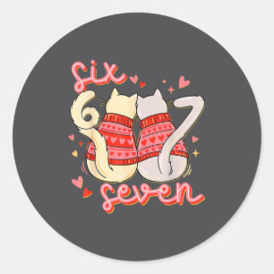 Funny Cat 67 Meme Six Seven Gen Alpha Slang Valent Classic Round Sticker