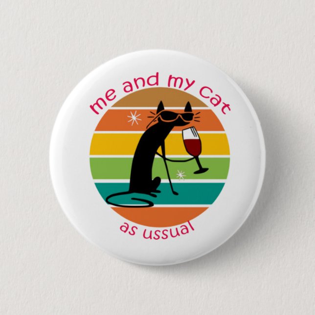 Funny Cat 6 Cm Round Badge (Front)