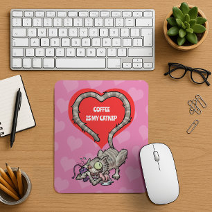 Funny Cat Add Your Own Text Crazy Catnip Cartoon Mouse Pad