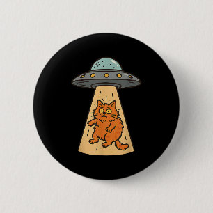 Funny Cat Alien Abduction Ufo Spaceship Kitty Sci 6 Cm Round Badge