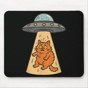 Funny Cat Alien Abduction Ufo Spaceship Kitty Sci  Mouse Pad