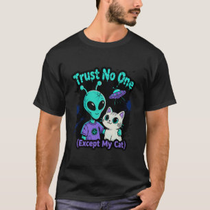 Funny Cat Alien UFO Cute Kitty Space Spaceship Ali T-Shirt