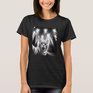 Funny Cat Alien UFO Encounter Sci-Fi Selfie T-Shirt