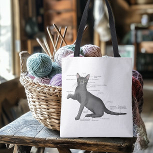 Funny Cat Anatomy Diagram Humour Nerdy Tote Bag