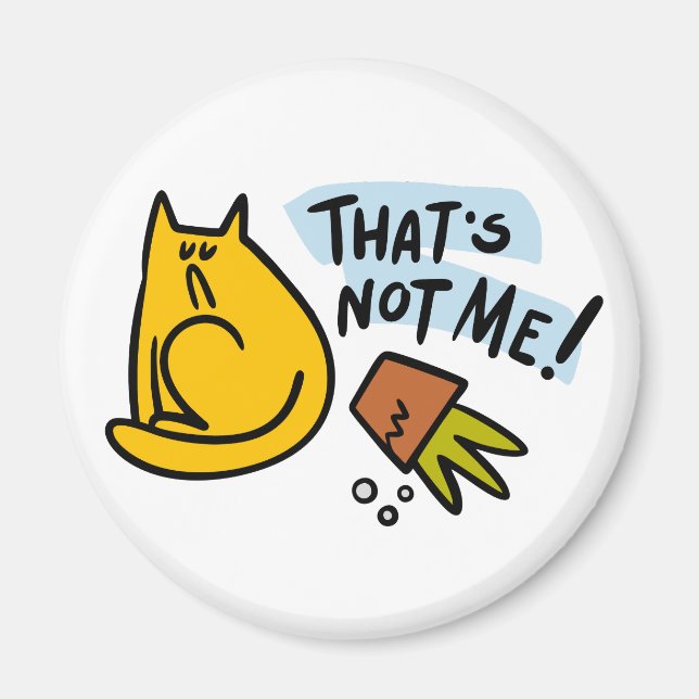 Funny cat and an overturned flower pot magnet (Front)