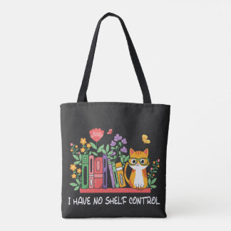 Funny Cat and Book Lover Tote Bag