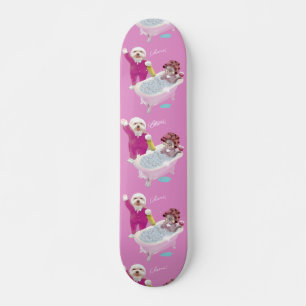 Funny Cat and Dog Celebrating Together Skateboard